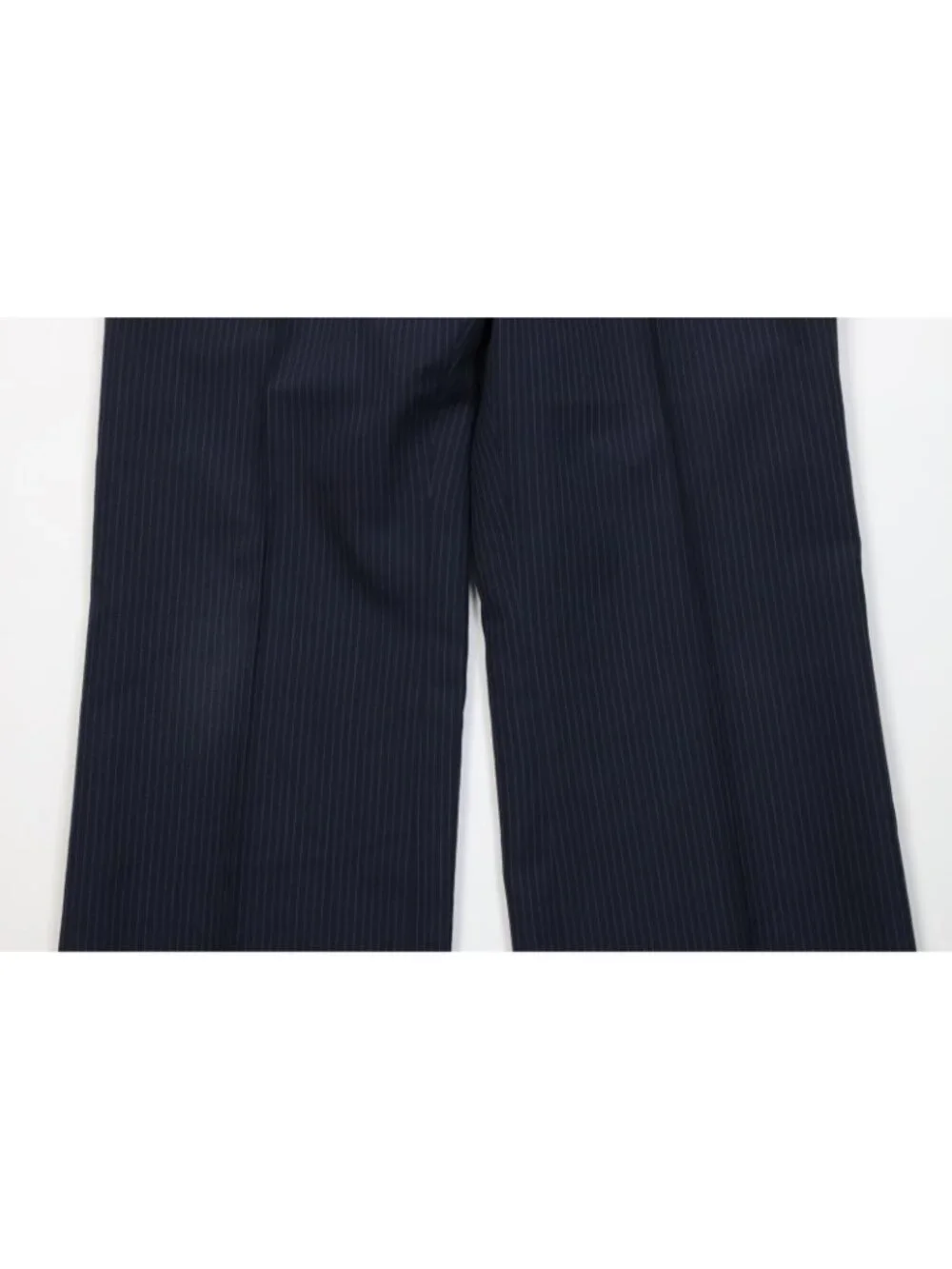 Vtg 70s Mens 38R 2 Piece Pinstriped Wool Suit Wedding Blue Wide Leg 32x29 USA